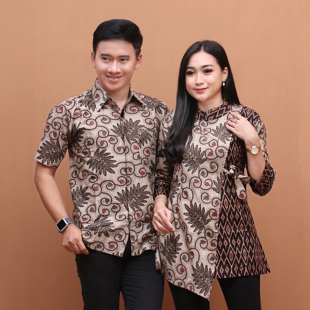 BATIKALINA - Batik Couple Modern M L XL XXL Atasan Batik Wanita dan Pria Baju Batik Wanita Modern Batik Kerja