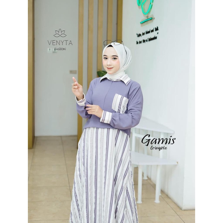 GAMIS CRINKLE SALUR AIZA DRESS ORIGINAL VENYTA FASHION/COD/