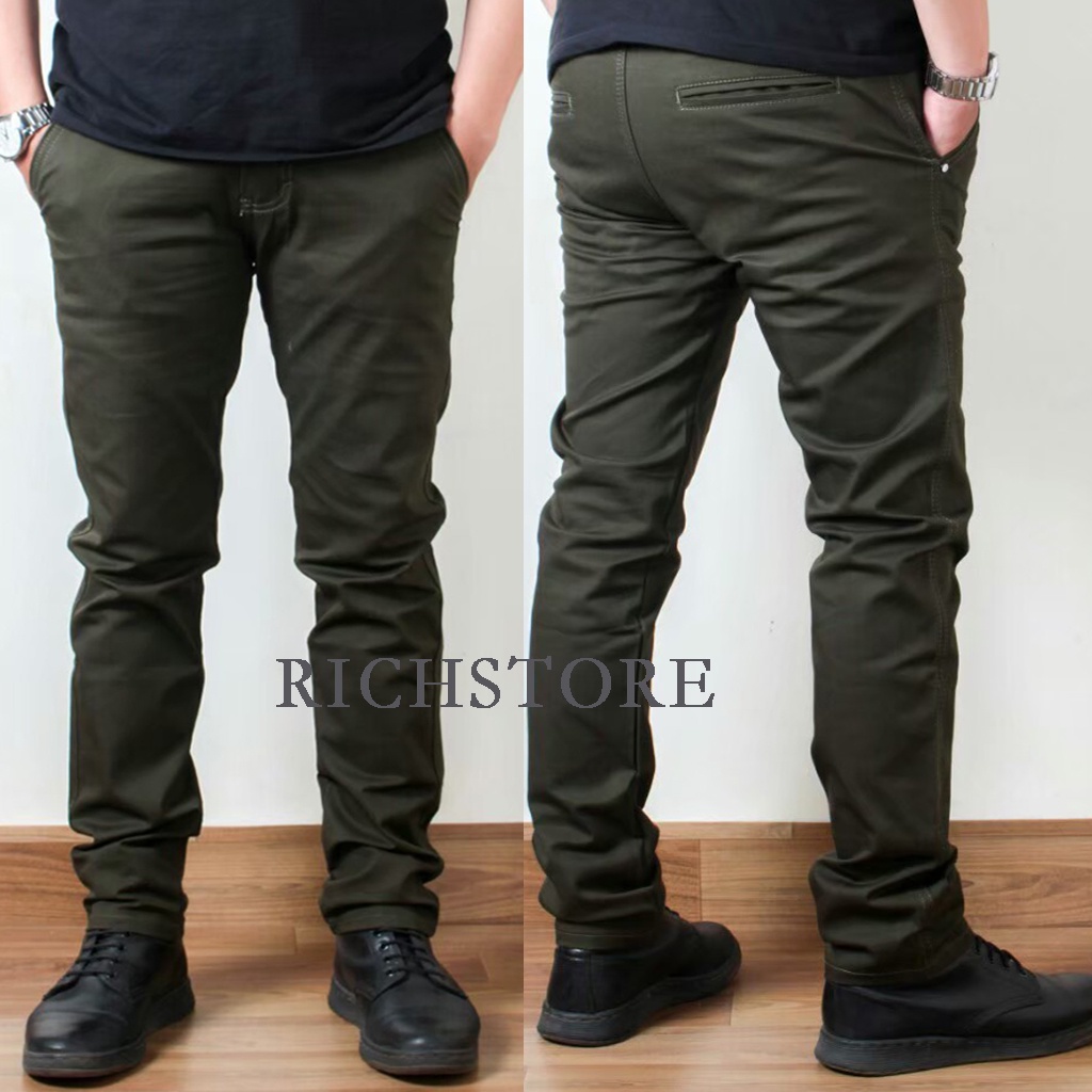 RICHSTORE_1 CELANA PANJANG  CHINO PRIA CELANA CHINO ORIGINAL PREMIUM PRIA SLIM FIT STRETCH CASUAL FORMAL BIGE SIZE JUMBO UKURAN BESAR