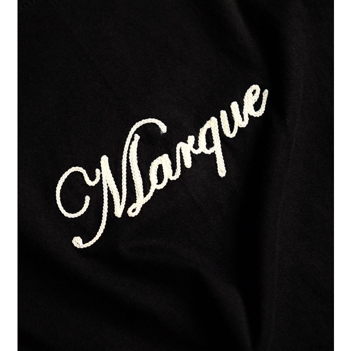 MARQUE Plain Black Tee - 24s Super Soft Cotton with Chainstitch Emboirdery for Unisex