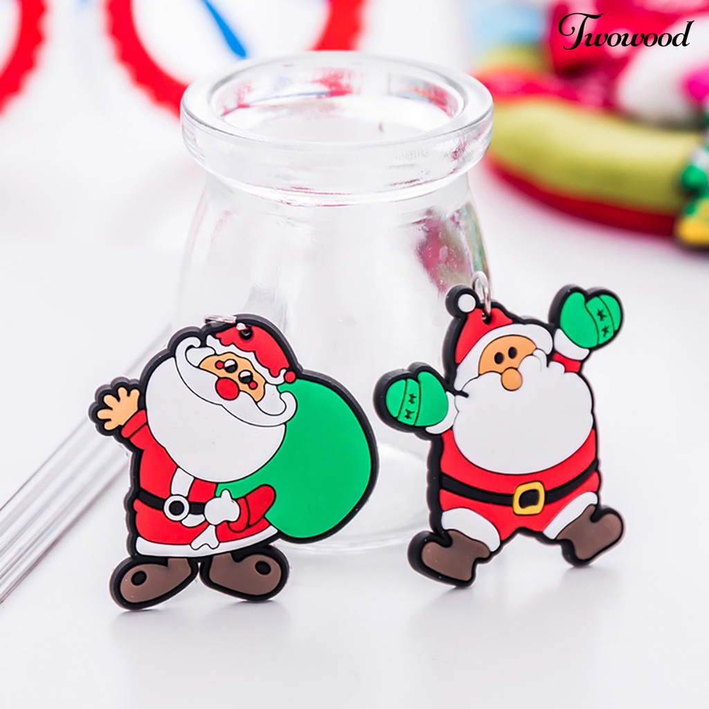 2pcs Gantungan Kunci Bentuk Santa Claus Bahan Silikon Untuk Natal