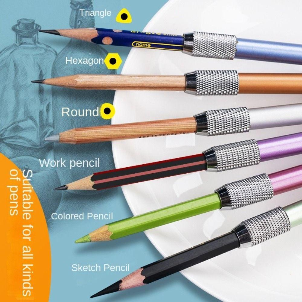 Mxbeauty Pensil Extender Kantor Metal Perlengkapan Seni Menulis Sketsa Lukisan Pensil Extension Tool