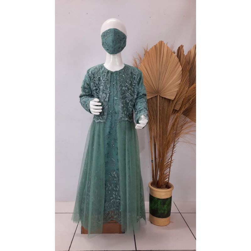 (NEW) R1TIARA - BAJU GAMIS FULL BROKAT BRUKAT DRESS ANAK ANAK PEREMPUAN WANITA MUSLIM UMUR 3 4 5 6 7