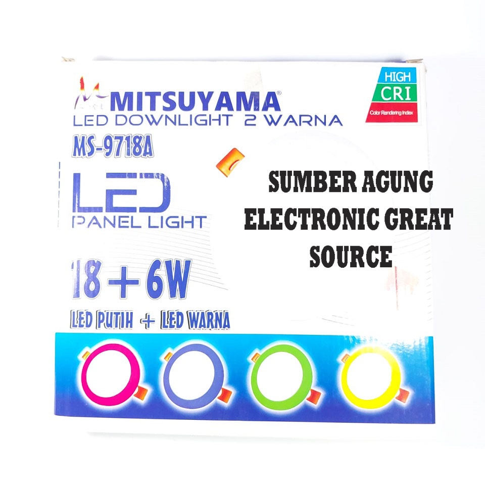 Mitsuyama LED Downlight IB Bulat 2 Warna MS9718A 18+6W Putih Biru 9.5inch