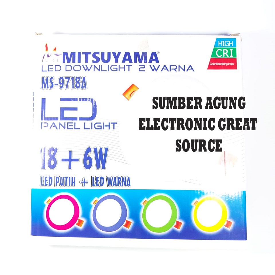 Mitsuyama LED Downlight IB Bulat 2 Warna MS9718A 18+6W Putih Biru 9.5inch