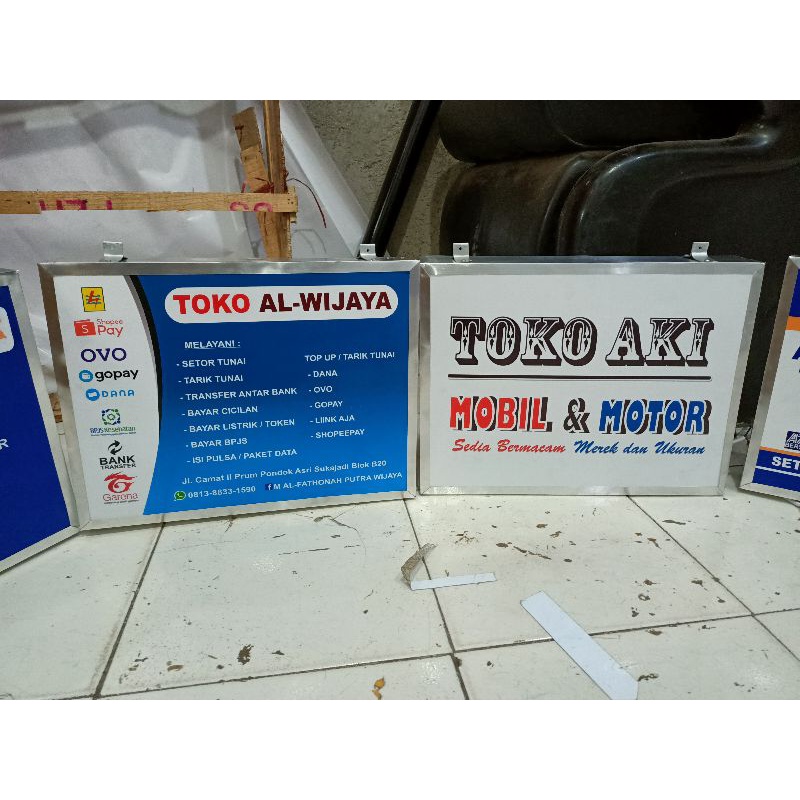 NEON BOX 2sisi  (plang nama toko)anti air akrilik 30x50cm disen suka suka