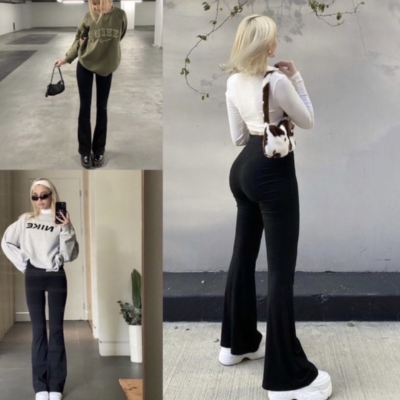 PROMO [NEW] y2k Rib Flare Pants Tebal Premium Knit Pants Celana panjang knit ribbed pant