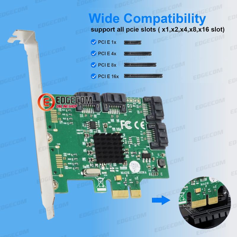 PCIE PCI EXPRESS SATA 3 4 Port High Speed 6Gbps With Low Profile