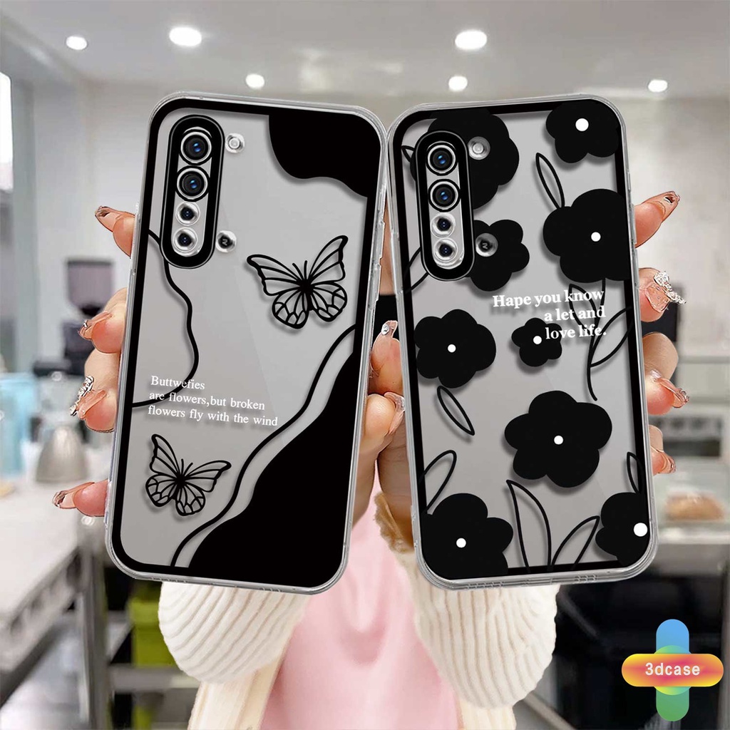 Cute Three Black Butterfly Soft Case Realme C21 C31 C35 C25 C11 2021 C21Y C15 C20 C3 C12 C2 C25S 5S 5 5S 5i C17 7i C1 C25Y C2 C3i 6i C20A  Narzo 20 10 10A 20A 30A A7 A5S A15 A16 Lucu Shockproof Wavy Edge Soft Sarung