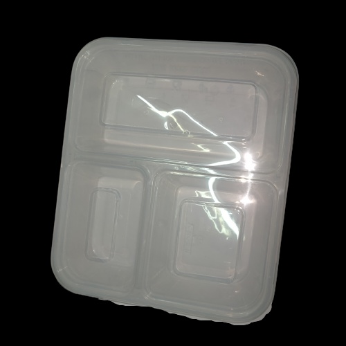 [25pcs] Lunch Box Plastik Sekat 3 Trasparan | Thinwall Lunch Box Sekat 3