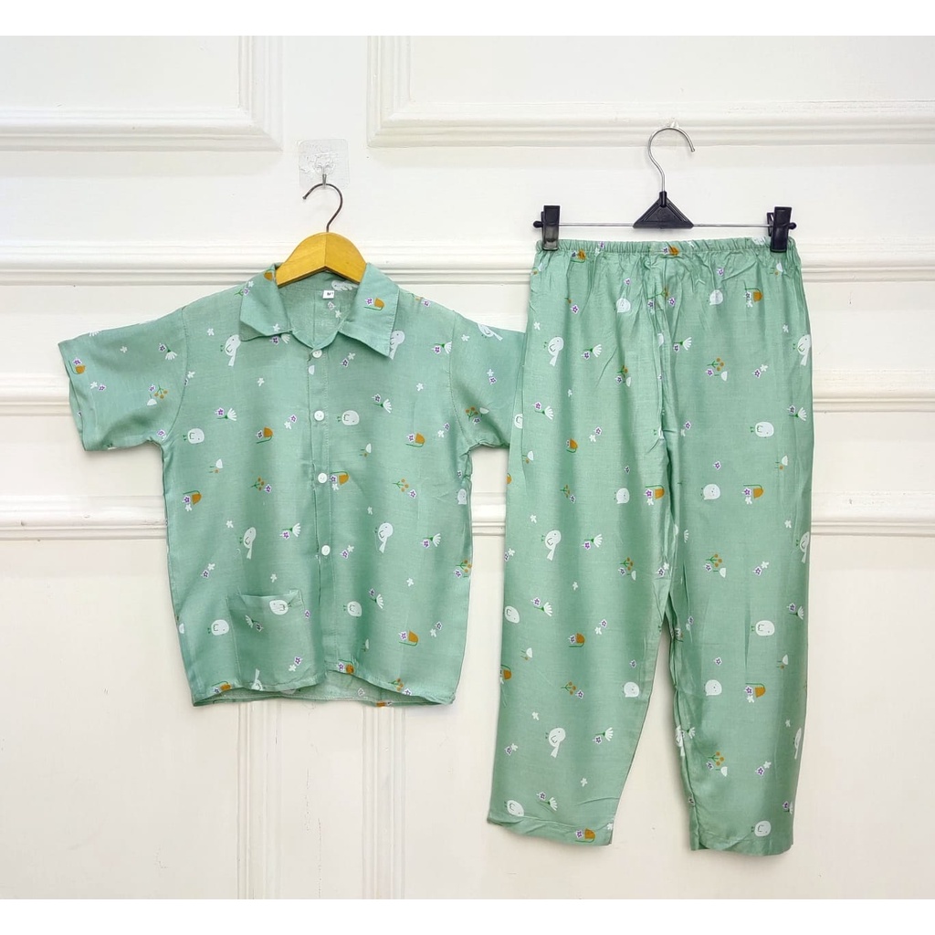 Oneset Anak Unisex Setelan Celana Setcel Rayon Anak Piyama Baju Tidur Anak Rayon Setelan Rayon Anak PART II