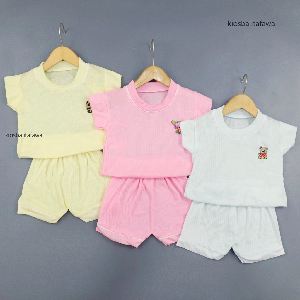 (ISI 6-12 PC) Set Kaos Oblong Bayi 0-6 Bulan / SNI Baju Baby Perempuan Laki Pakaian Tidur Kado Bayi Murah