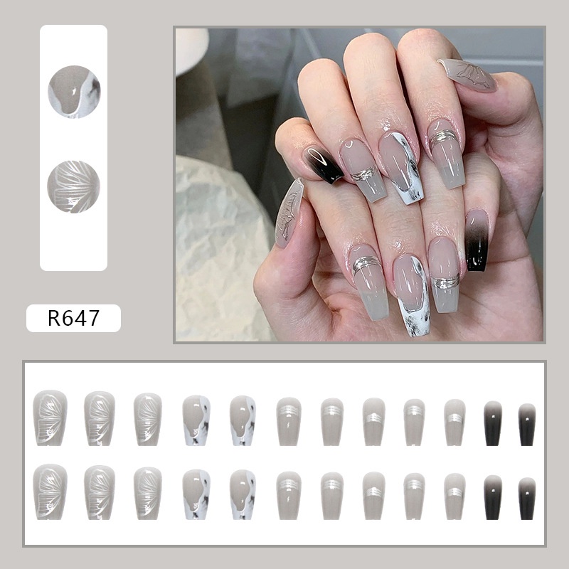 R641-r660 24pcs / Kotak Kuku Palsu Full Cover Untuk Nail Art