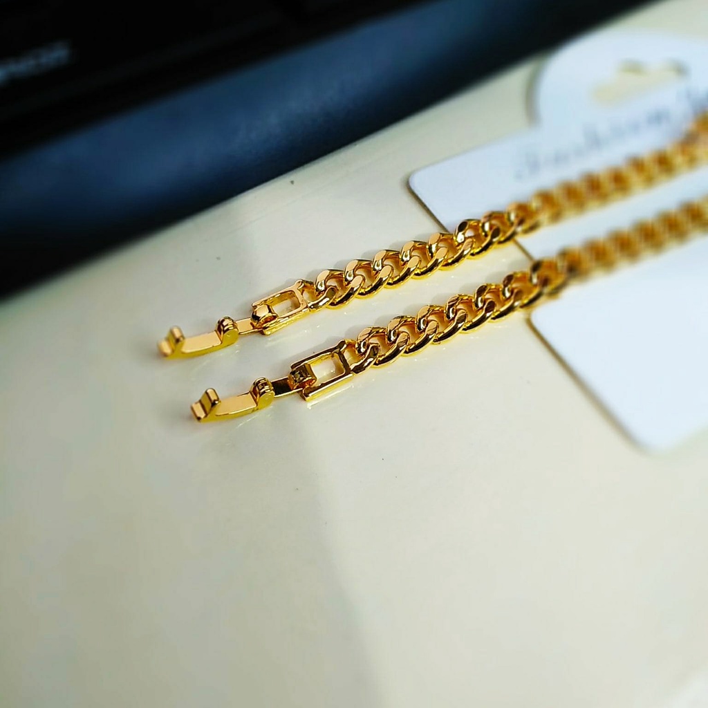 AV391 Grosir Gelang Tangan Rantai Plat Permata Gelang Tangan Lapis Emas