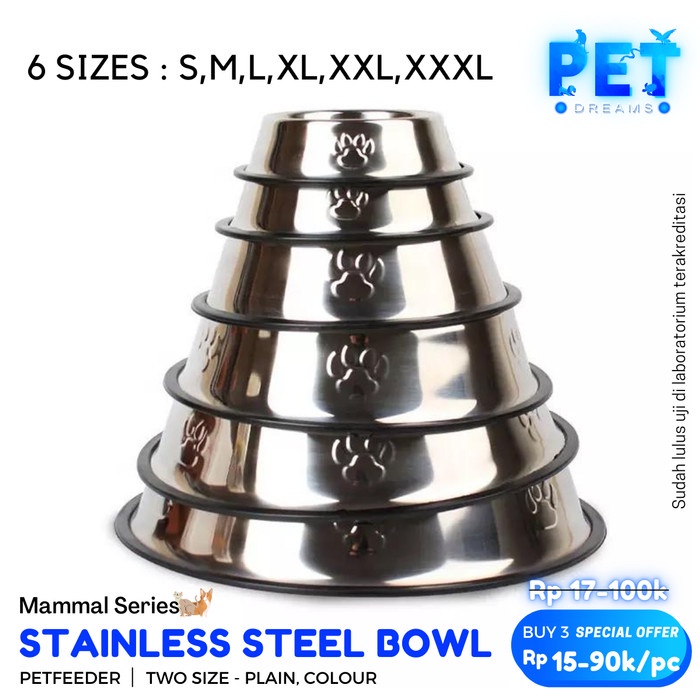 STAINLESS STEEL DOG AND CAT PET BOWL TEMPAT MAKAN MINUM ANJING KUCING