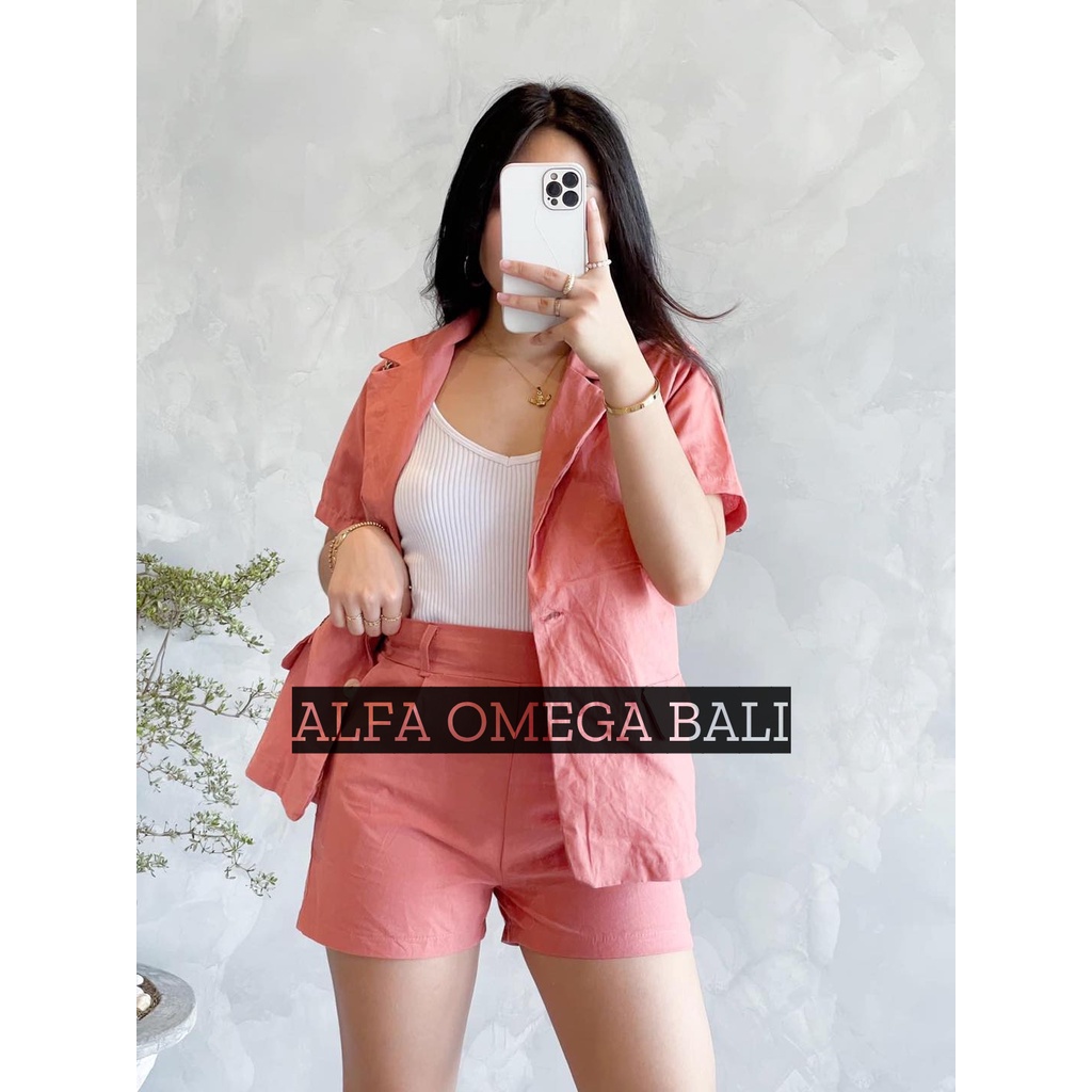 ALFA Blazer Kemeja Set Wanita Linen Bahan berkualitas