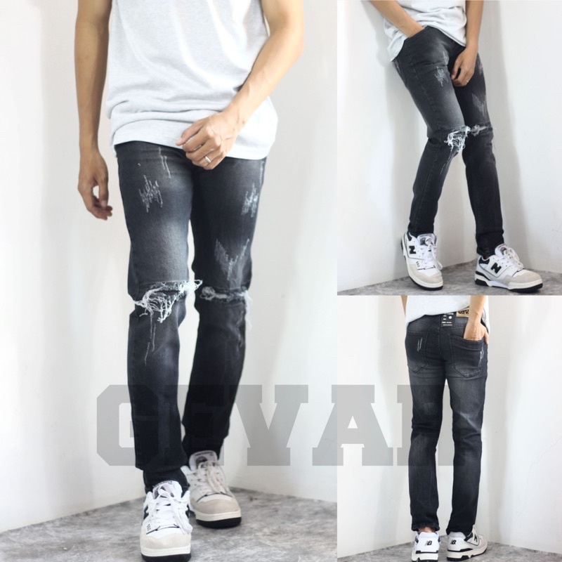 Celana Jeans Skiny Ripped Sobek Tidak Tembus