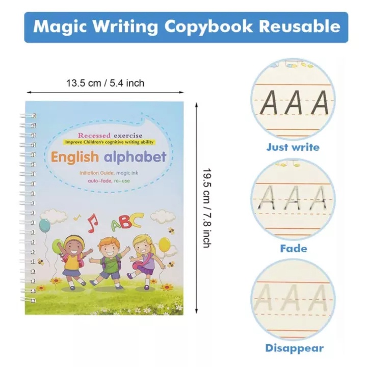 Buku Magic 3D Magic Reusable Pratice Book / Buku Panduan Belajar Menulis Ajaib PAUD Buku belajar menulis untuk paud preschool tk huruf angka bentuk garis reusable tinta ajaib