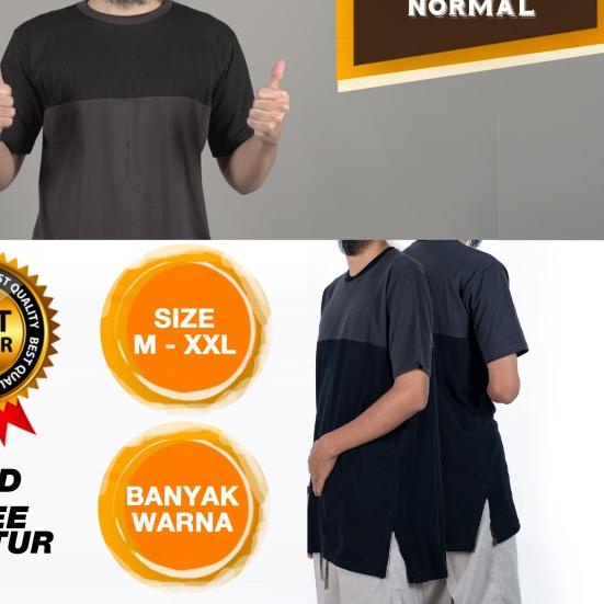 Baju Kaos Pria, Longline Pria, Kaos Kurta Lengan Pendek - Putih, M