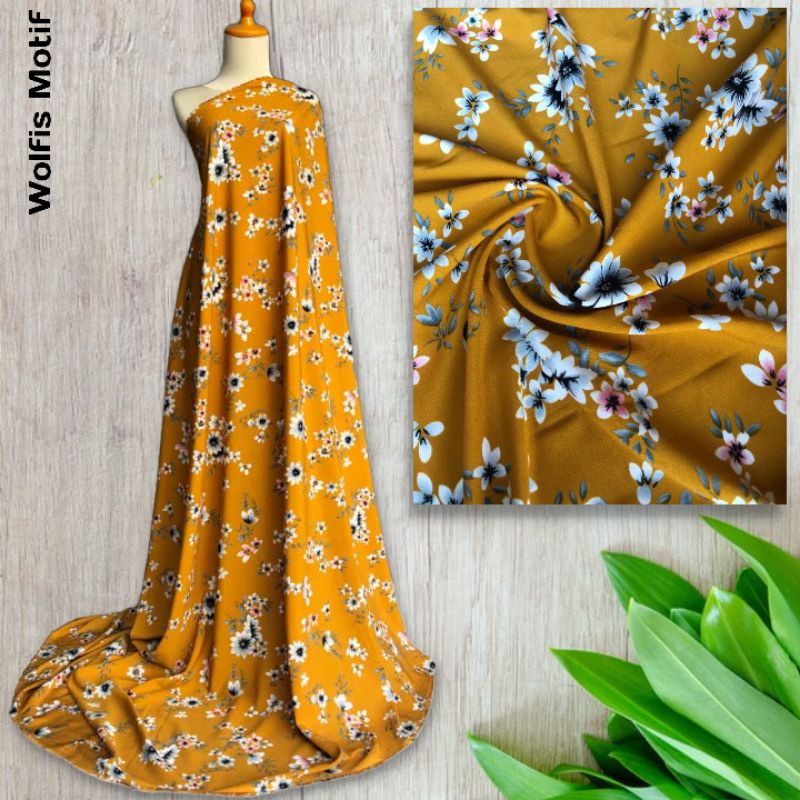 Kain Monalisa Premium motif Bunga harga per 0.5m