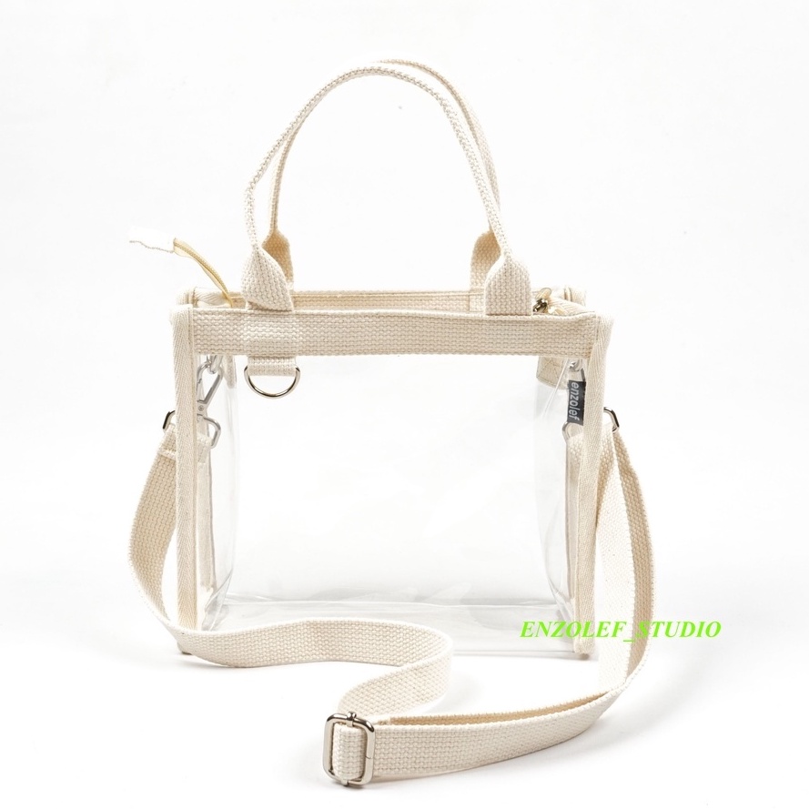 Enzolef - tas selempang transparan resleting - Tas Premium - tas impor - tas kpop - tas selempang re