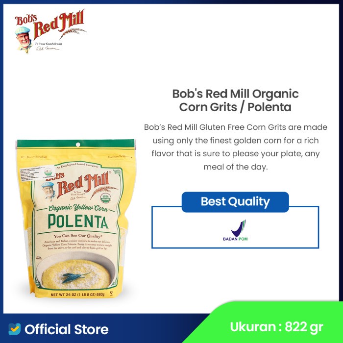 

BOB'S RED MILL ORGANIC CORN GRITS / POLENTA 680 GR