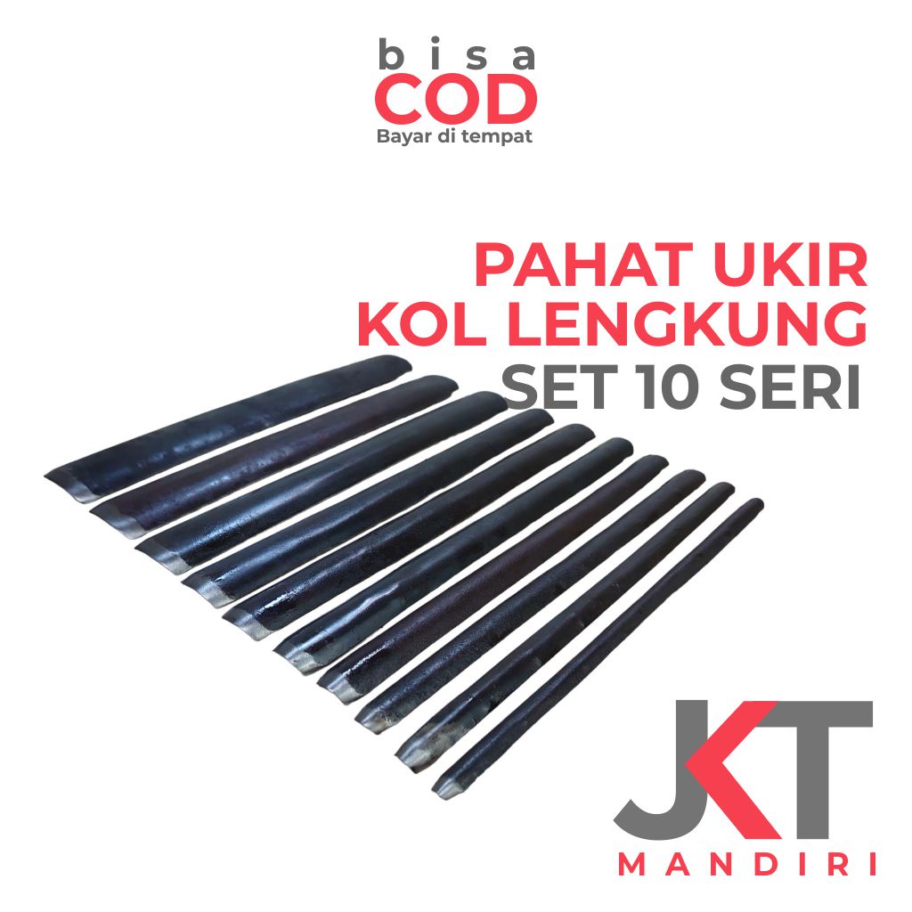 Pahat ukir kayu Model Lengkung  Set 10Pcs Seri Bahan Baja Gergaji Lendang dan Sudah Di Asah/Siap pak
