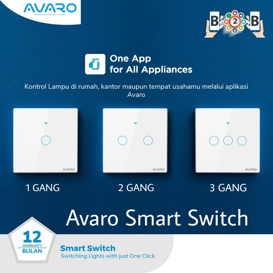 Avaro Smart Switch 1 GANG 2 GANG 3 GANG - Saklar Stop Kontak Listrik