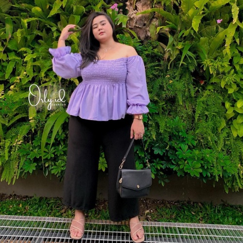 S-XXXXL YURI Baju sabrina Baju Atasan Sabrina Wanita Jumbo Crop Top Korean Style Blouse Lengan Panja