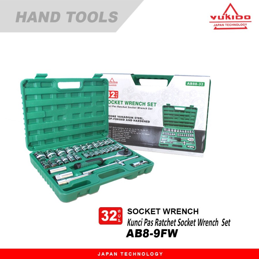 SHOCK SET 1/2 INCH KUNCI SOK 32-PCS KUNCI SOCK SET FULL LENGKAP SOCKET TOOL MOTOR MOBIL KUALITAS TEKIRO