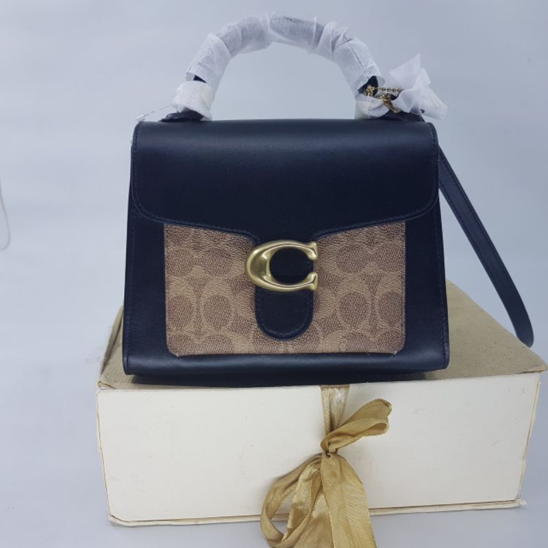 Coach Tabby Tan Black Top Handle