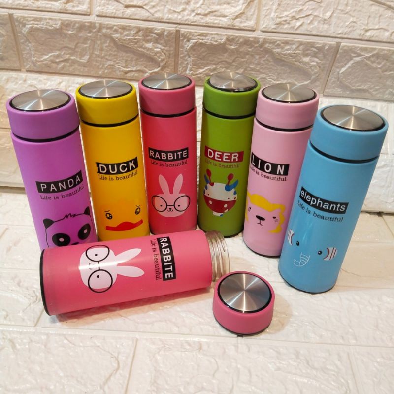 Botol minum bahan kaca 500ml / botol minum animal bottle drink tahan panas bpa free