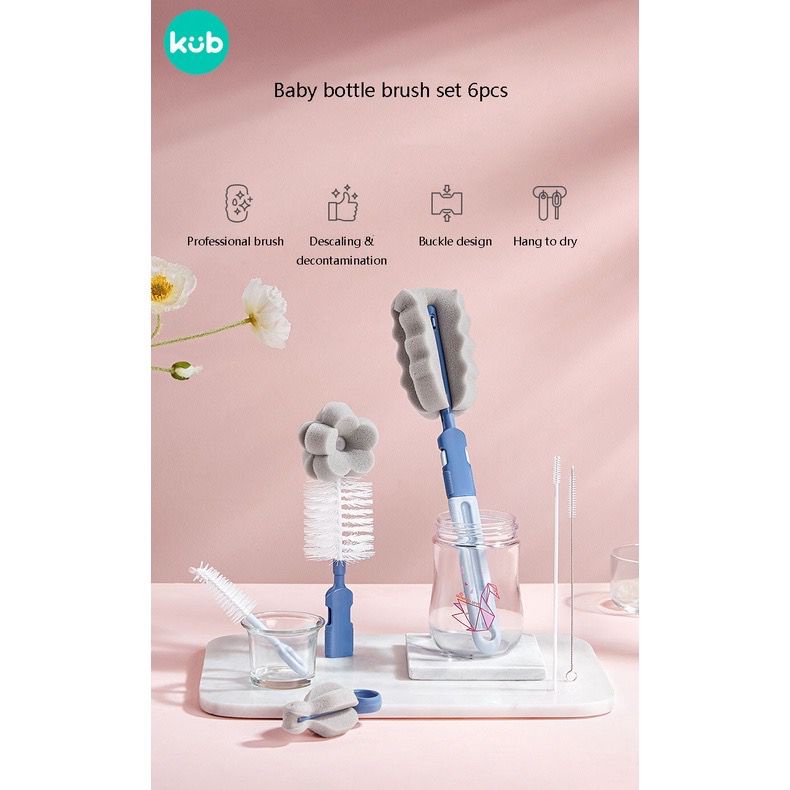 KUB - Easy Cleaning Bottle Brush - Multifunctional Baby Bottle Brush Set - Sponge Brush - Pembersih Botol Susu Bayi