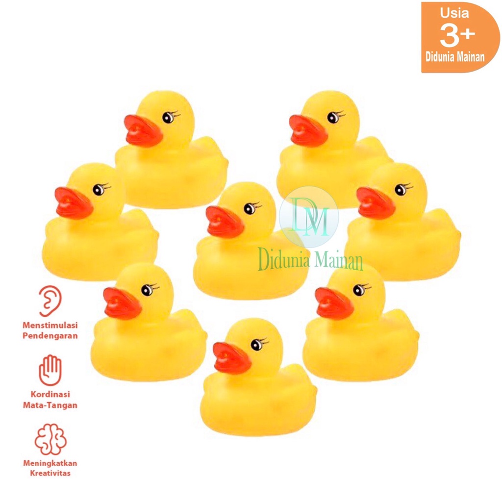 Mainan air anak bayi mandi bebek karet mini pencet bunyi 6 pcs happy duck