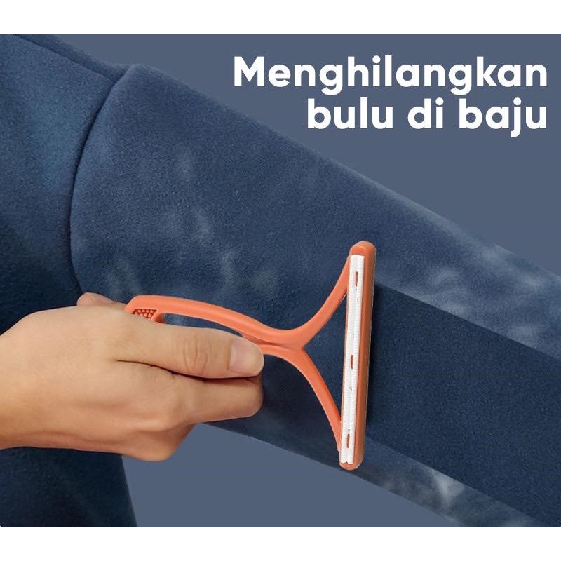 Alat Pembersih Serat Bulu Kain Pakaian D25 Sikat Pembersih Bulu Hewan Pet Hair Remover 2in1