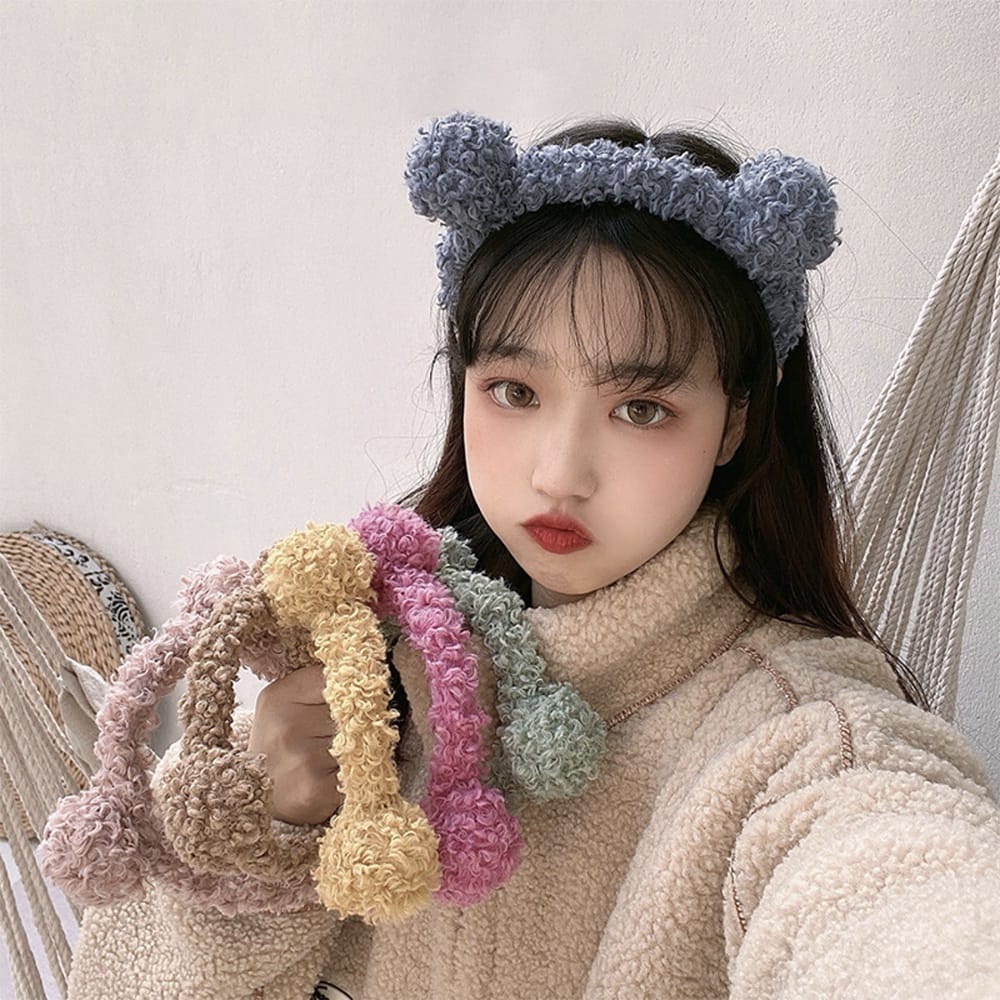 Kpop Bear Ear Headband Bando Kuping Beruang Cute Kiyowo Kawaii Cosplay Halloween Party Blackpink Twice Red Velvet Itzy Ive Aespa Loona New Jeans Stayc