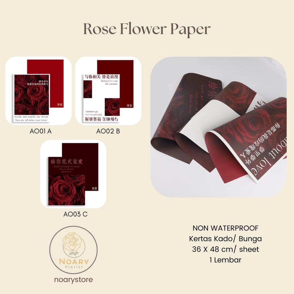 Rose Flower Paper Cellophane Wrapping Kertas Bunga