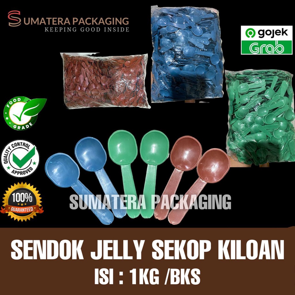 SENDOK plastik jelly 1kg sekop puding eskrim ice cream kemasan kiloan murah