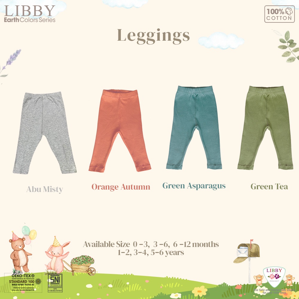 [Size 1-4 Tahun] Libby Earth Colors Legging Anak Perempuan