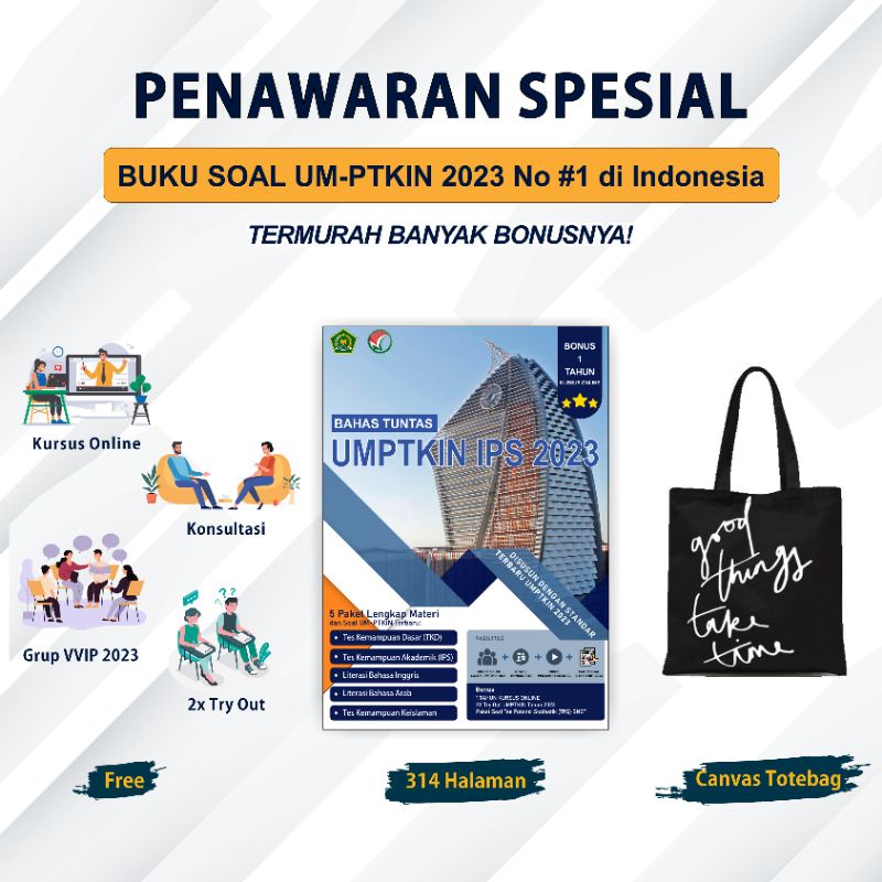 Jual Buku Soal UMPTKIN IPS Tahun 2023 & Pembahasan - Persiapan Seleksi