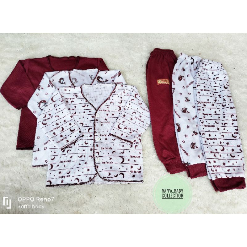 paket hemat isi 18pcs/9stel baju+celana bayi seri maron chamcham