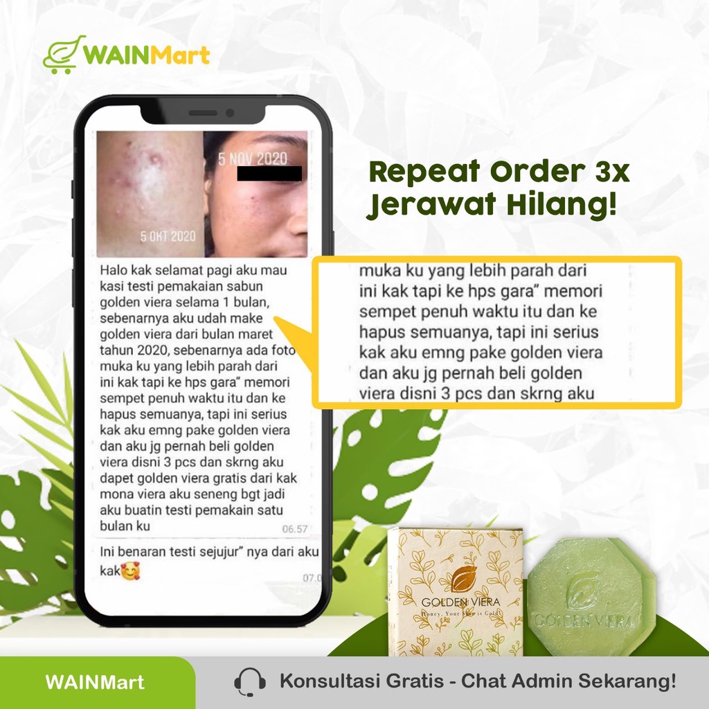 Golden Viera Sabun Herbal Kesehatan BPOM Cerahkan Kulit Natural Sembuhkan Luka Samarkan Bekas Luka dan Jerawat