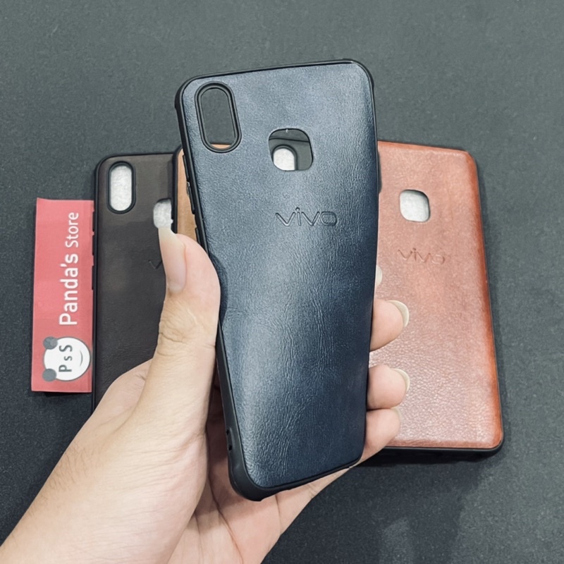 Leather Case Vivo Y91, Y93, Y95 Softcase Kulit Elegan Casing Slim Fit