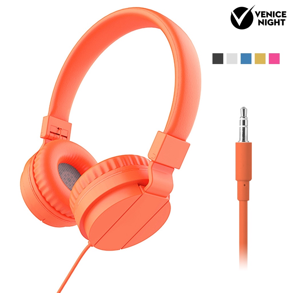 (VNEP) (Berkabel) Headphone Warna Solid Lipat yang Dapat Ditarik Headset Gaming Musik Bass Berat