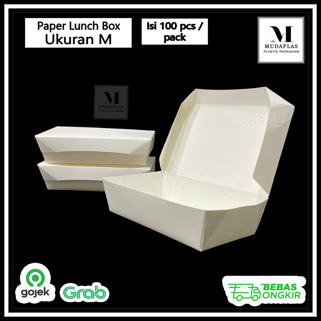 Promo Paper Lunch Box M L / Kotak Makan Kemasan Makanan Kertas Food Grade Termurah