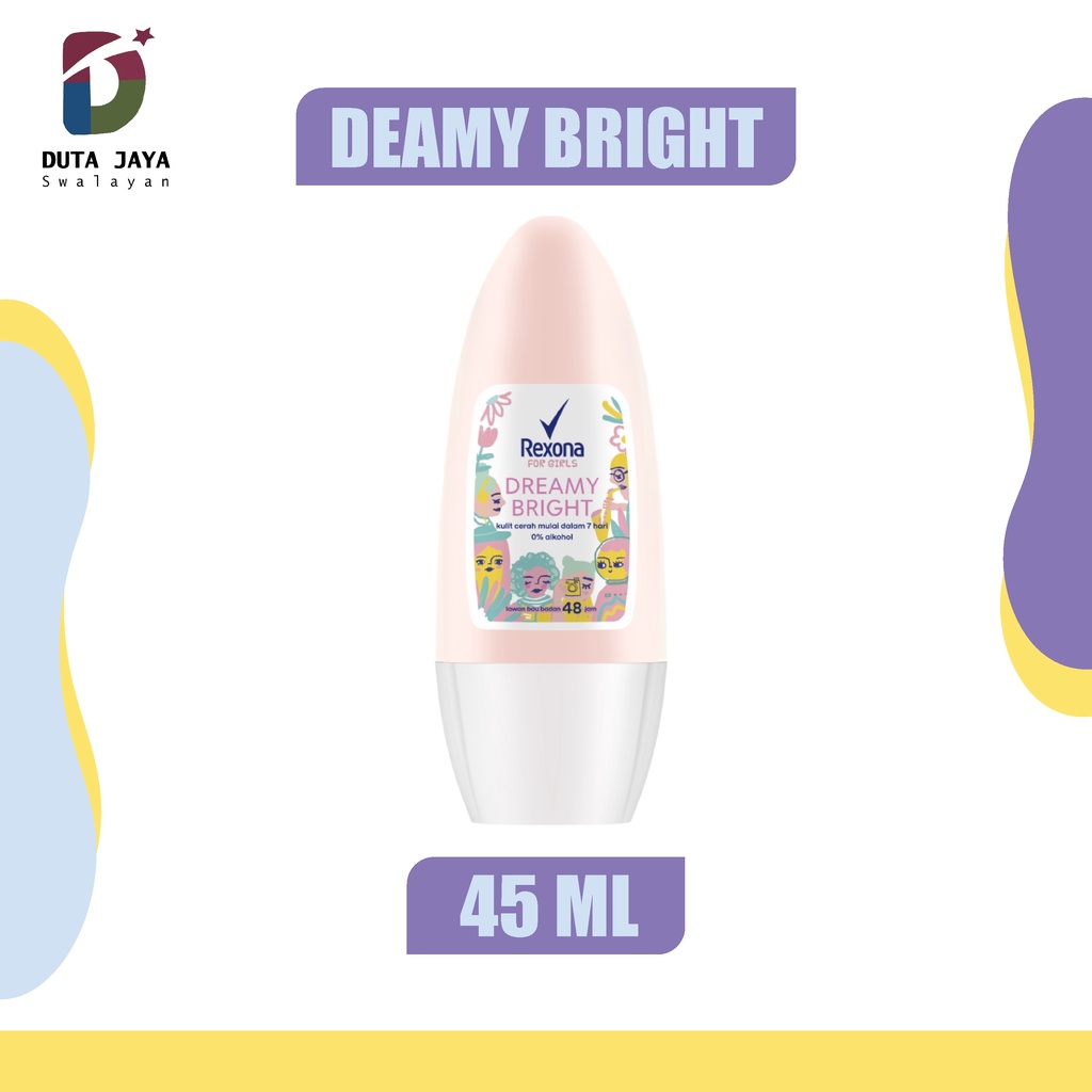 Rexona Dreamy Bright Deodorant Roll On Wanita Anti Perspirant Women 45 ML