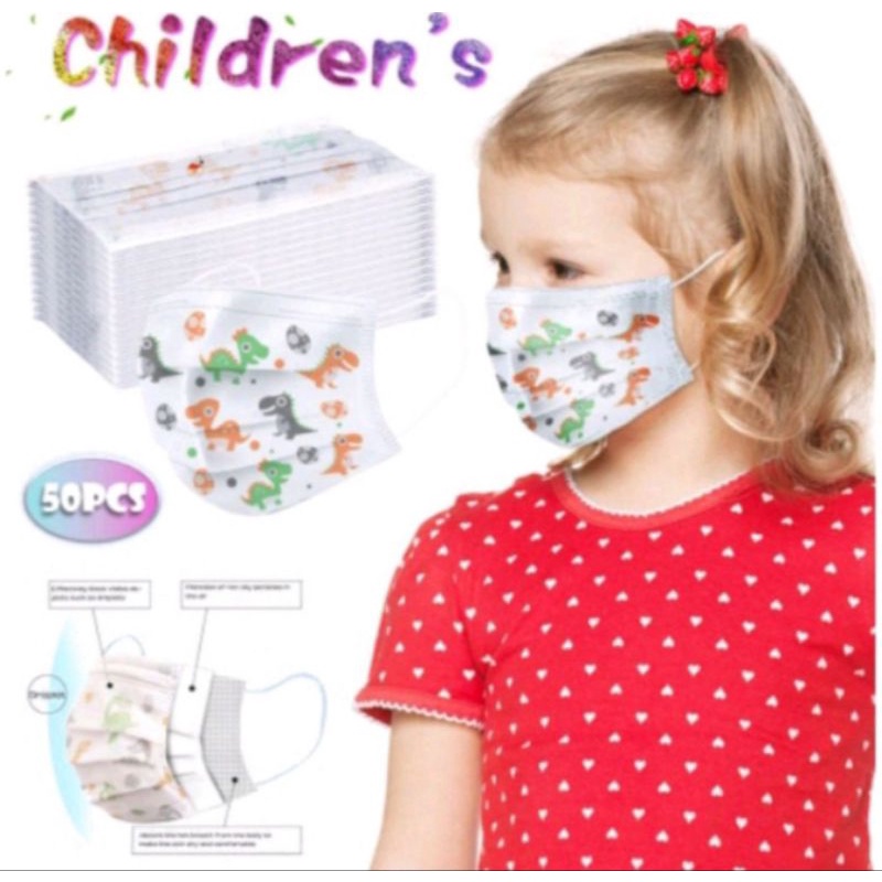 Masker Anak 3 Ply Earloop Karakter Motif isi 50 Pcs/Box!!! Free Box