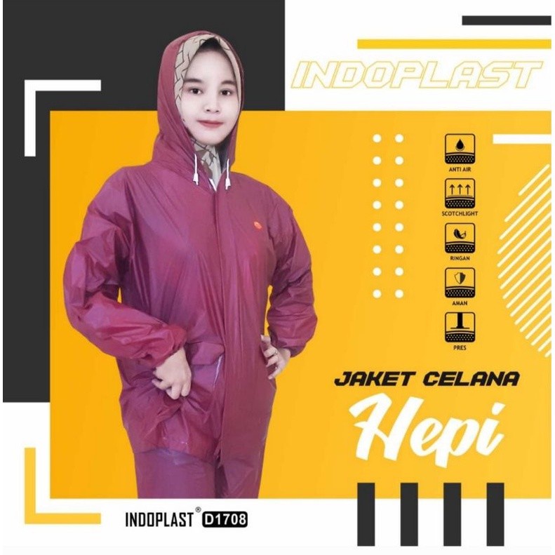 Jas Hujan stelan jaket celana Hepi Indoplast skotlek setelan warna bagus bahan bagus