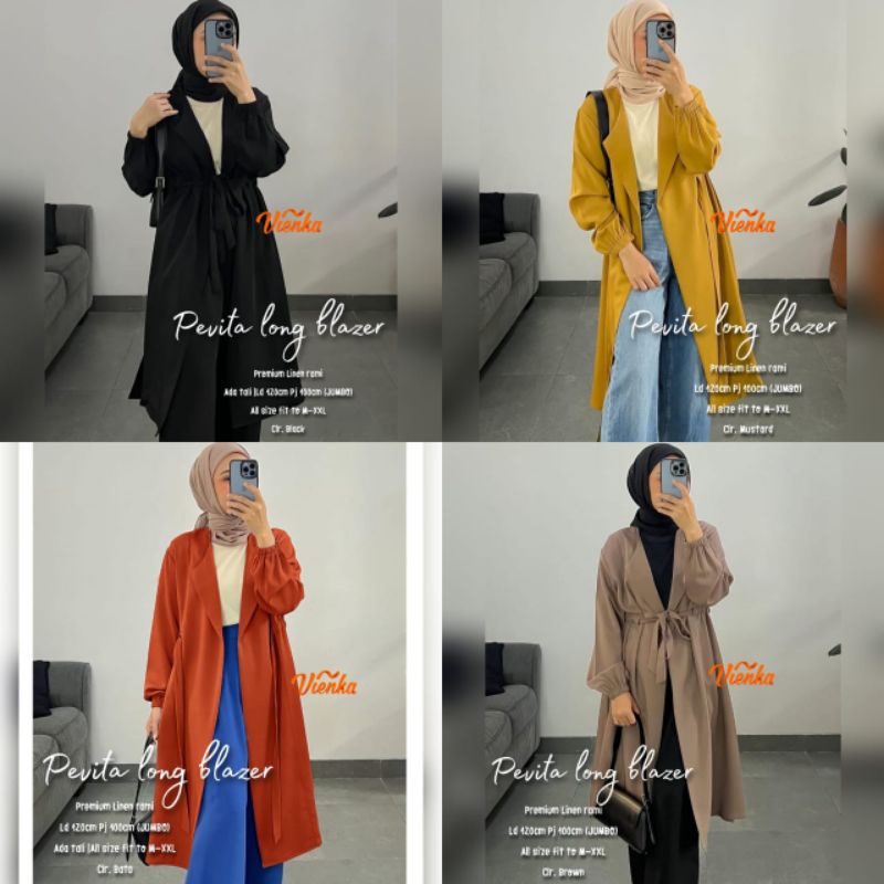 PEVITA Long Blazer Outer Linen Premium LD 120 Jumbo XXL