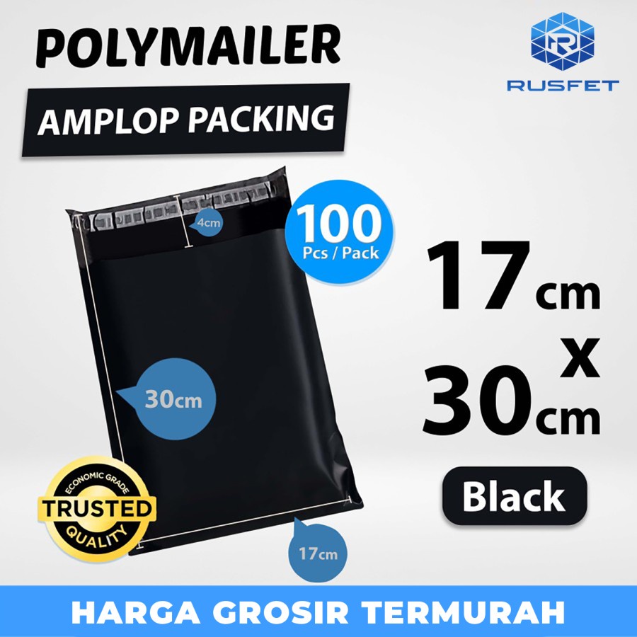 

Polymailer Pack BLACK 17cm x 30cm Amplop Plastik Packing Olshop Murah